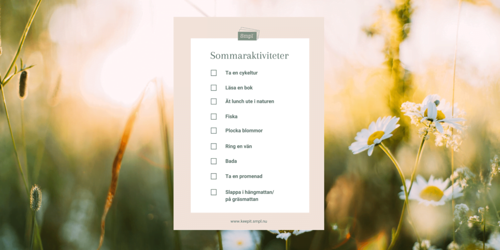 Sommaraktiviteter Checklista