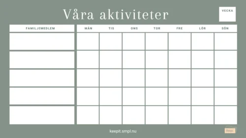 Familjens veckoplanering