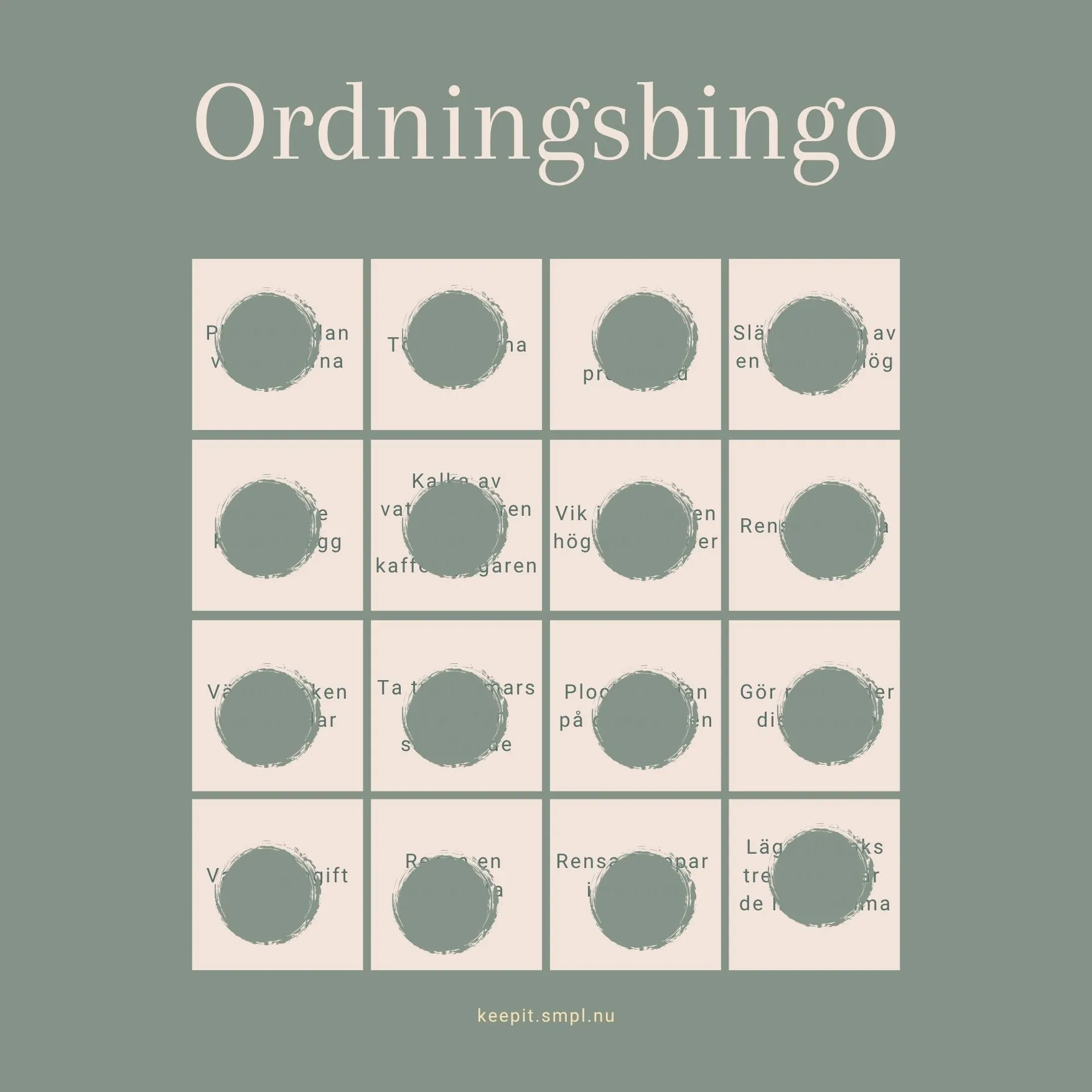 Ordningsbingo Keep it Smpl